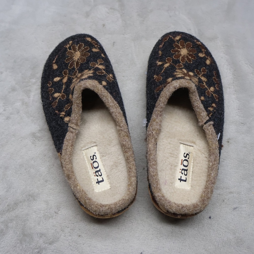 Taos Womens 6.5 EU37 Clogs Blue Woolderness 2 Embroidered Cork Wedge Bohemian - Picture 9 of 10